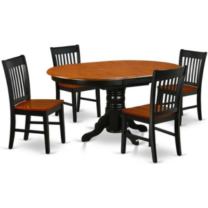 East West Furniture KENO5-BCH-W 5 Piece Dining Set Includes an Oval Dining Room Table with Butterfly Leaf and 4 Kitchen Chairs, 42x60 Inch, Black & Cherry
