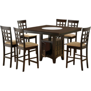 Coaster Home Furnishings - Gabriel - 7-Piece Counter Height Dining Set - Square Wood Table with Storage & 6 Upholstered Chairs - Dining Room & Kitchen - Cappuccino - 100438-S7