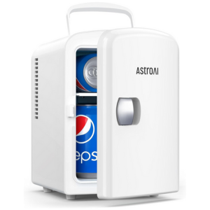 AstroAI Mini Fridge, 4 Liter/6 Can AC/DC Portable Thermoelectric Cooler Refrigerators for Skincare, Beverage, Home, Office and Car, ETL Listed (White)