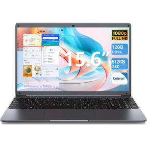 Naclud 15.6" Laptop 12GB DDR4 512GB SSD, FHD 1920X1080 Screen Laptop, High Performance Quad-Core Celeron N5095 Processors, Computers Laptop, 2.4G/5G WiFi, Bluetooth 4.2, Webcam(Gray)